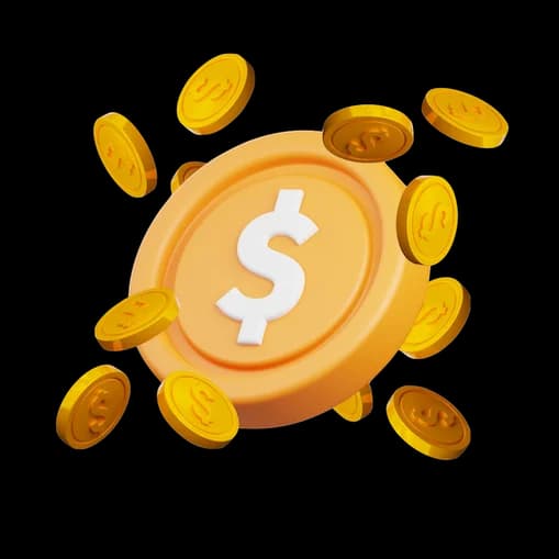 Dollar coin with gold coins